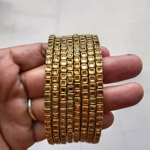 8 Kundan Bangles (2.4,2.6 & 2.8)