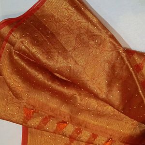 Orange Silk Sari