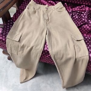 Beige Cargo Jeans