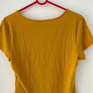 Mustard Color Crop Top For Women