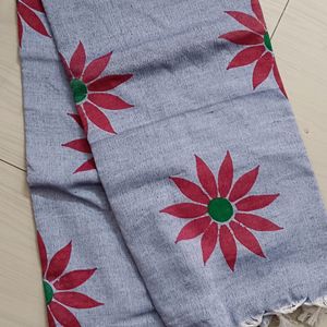 Floral Print Sunflower Saree (Grey)