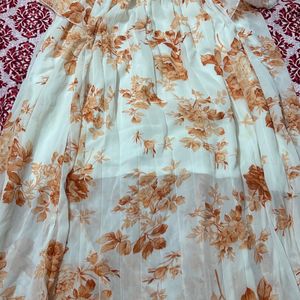 Beautiful Long Orange Floral Gown