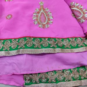 Pink Saree With Blouse