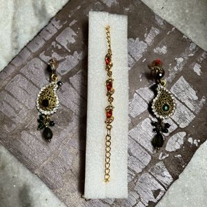 A brand new stone setting wristlet & earrings