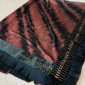 Beautiful Mirror Dazzle Work Saree For Party Use