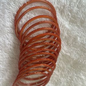 Glass Bangles In Peach Color