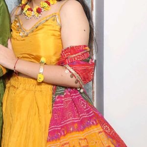 Saree Style Haldi Dress With Umbrella Jacket