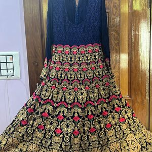 Heavy Embroidered Navy Blue Gown