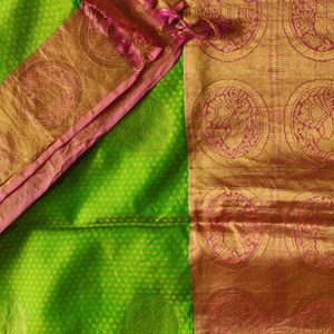 Green And Pink Silk Saree