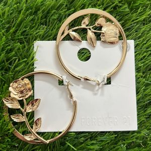 Forever 21 Rose Hoop Earrings