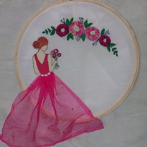 Girly Hand Embroidery Wooden Hoop