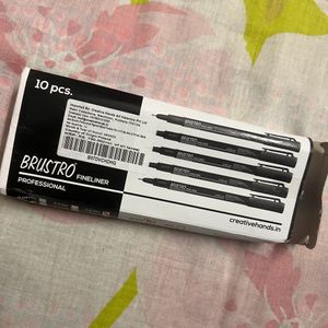 Unused New BRUSTRO  Fine Liner  Black (10pc)