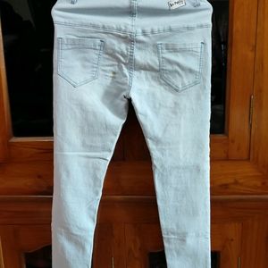 Ice Blue Coloured Skinny Ankle Length Jeans