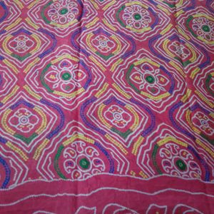 'Pink' Chundari Saree With Blouse