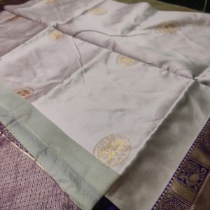 Unused Banasari Saree...cream And Purple