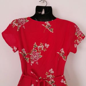 Red Printed Dress (Women's)