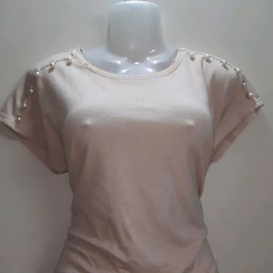 Gorgeous Beige Coloured Pearl Styled Top❤️