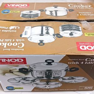 "New" VINOD INDUCTION IDLI COOKER With 4 Idl Plate