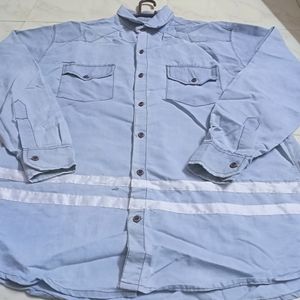 BLUE SHIRT WITH WHITE LINES