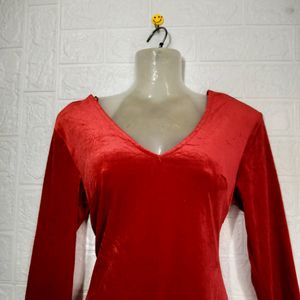 Red Velvet New Deep Neck Sexy Bodycon Dress