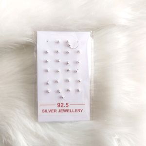 92.5 Silver Nosepin Nd Earings Jewellery