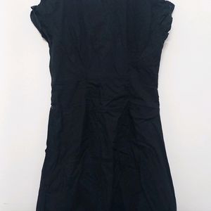 Black Knee-lenght Dress With Buttons| Size:XL