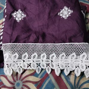 Cotton Embroidery Kurta With Lace