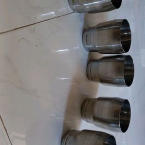 Set Of 5 Stainless Steel Glasses.