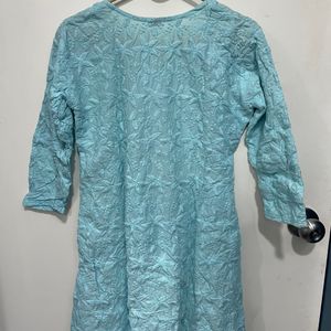 Sky Blue Chikankari Kurta Fow Women