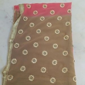 Beige And Pink Saree