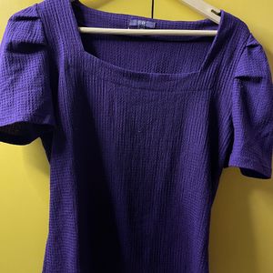 CODE Women's purple Solid Square Neck short Sleeve Top