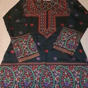 Printed Libas Black  Short Kurti