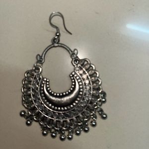 Silver Oxidised Jhumka Set Of 2