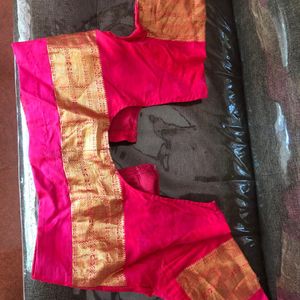 Deep Green And Magenta Cotton Silk Sari Vth Blouse