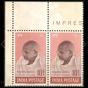 Mahatma Gandhi ₹10 Pair Corner Sheet Marginal Stmp