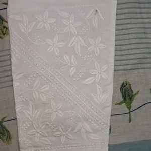 White Straight Pant With Embroidery Work At Bottom