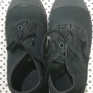 Canvas Black School Shoes