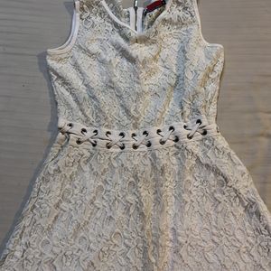 White Criss Cross Waist Dress