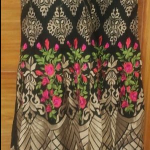 One piece black colour smart pure cotton hand embroidery gown dress