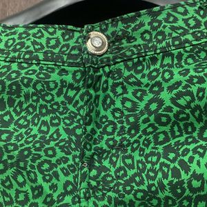 Tiger Print Green Denim Jeans