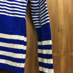 Myntra Blue Striped Sweater