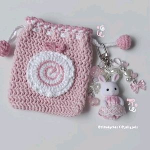 Combo Of Crochet Pouch And Keychain!!