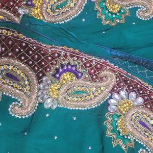 Party Wear Heavy Zardozi Work Saree