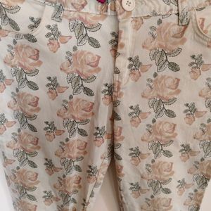 Floral Beige Trouser - 32