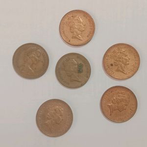 British Pound-One Penny Elizabeth II 6 Copper Coin