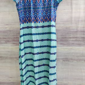 Blue Floral Printed Kurti