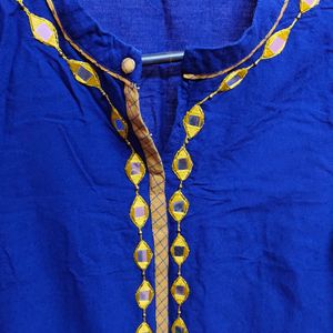 Rich Royal Blue Mangalgiri Cotton Kurti