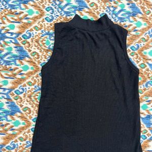 Black High Neck Sleeveless Top