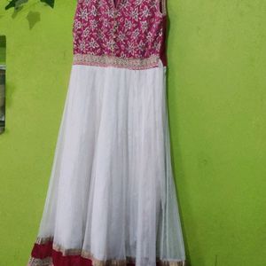 Pink Anarkali Velvet - Net Kurti