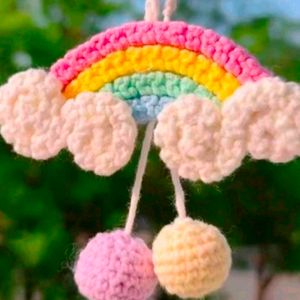 Crochet Rainbow Keychain